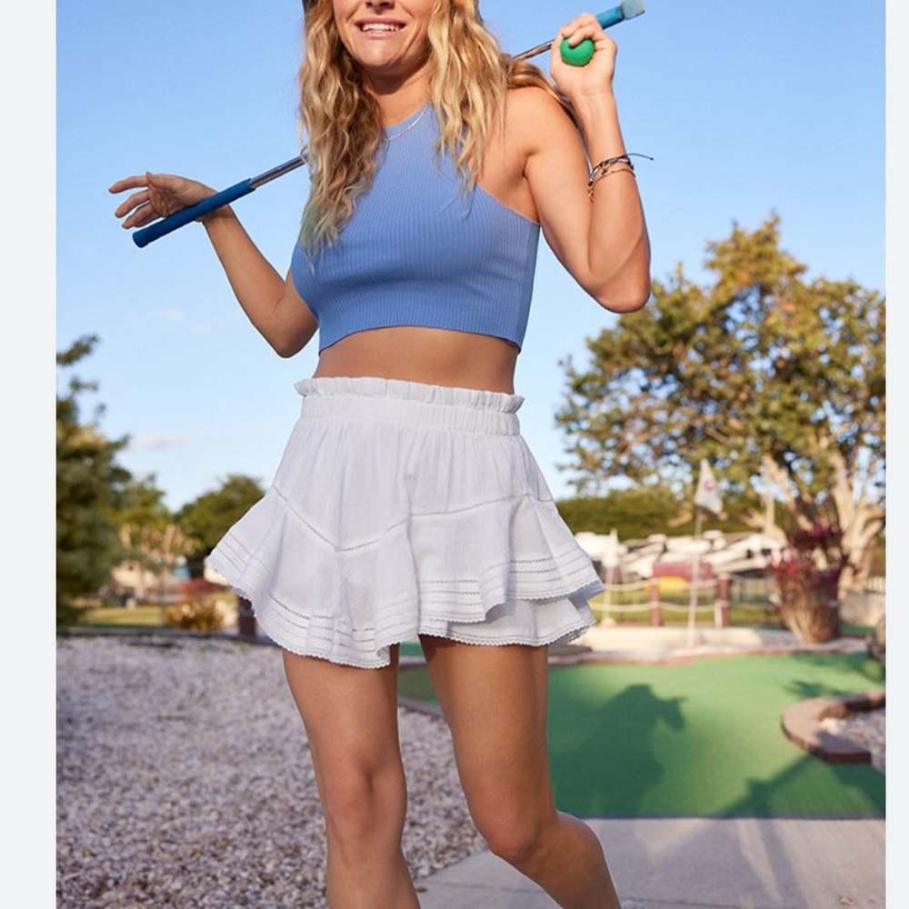 aerie rock n ruffle mini skirt